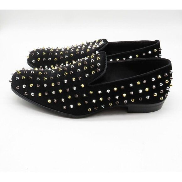 Stacy Adams Black Velvet Slip On Loafers Gold & Silver Spikes 8.5 NEW main image 6